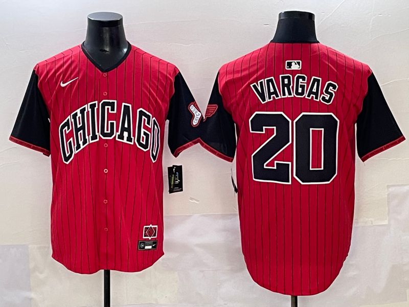 Men 2025 Chicago White Sox 20 Vargas Red Stripe Joint Name Nike MLB Jersey style 1